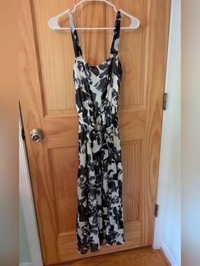 Navy & White Floral Maxi Dress
